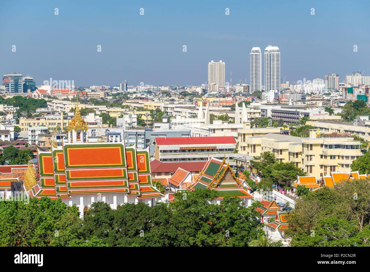 Thailand, Bangkok, Pom Prap Sattru Phai district, panoramic view from the  Wat Saket or Golden Mountain Temple Stock Photo - Alamy