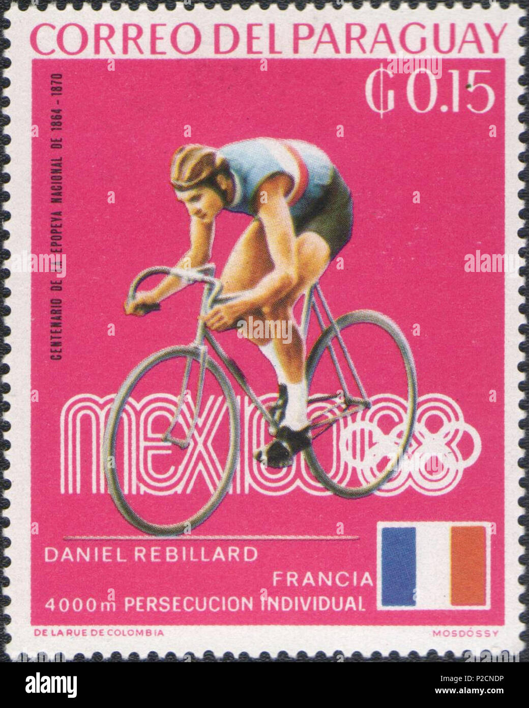 . Daniel Rebillard . 13 February 1969. Unknown 15 Daniel Rebillard 1969 Paraguay stamp Stock Photo
