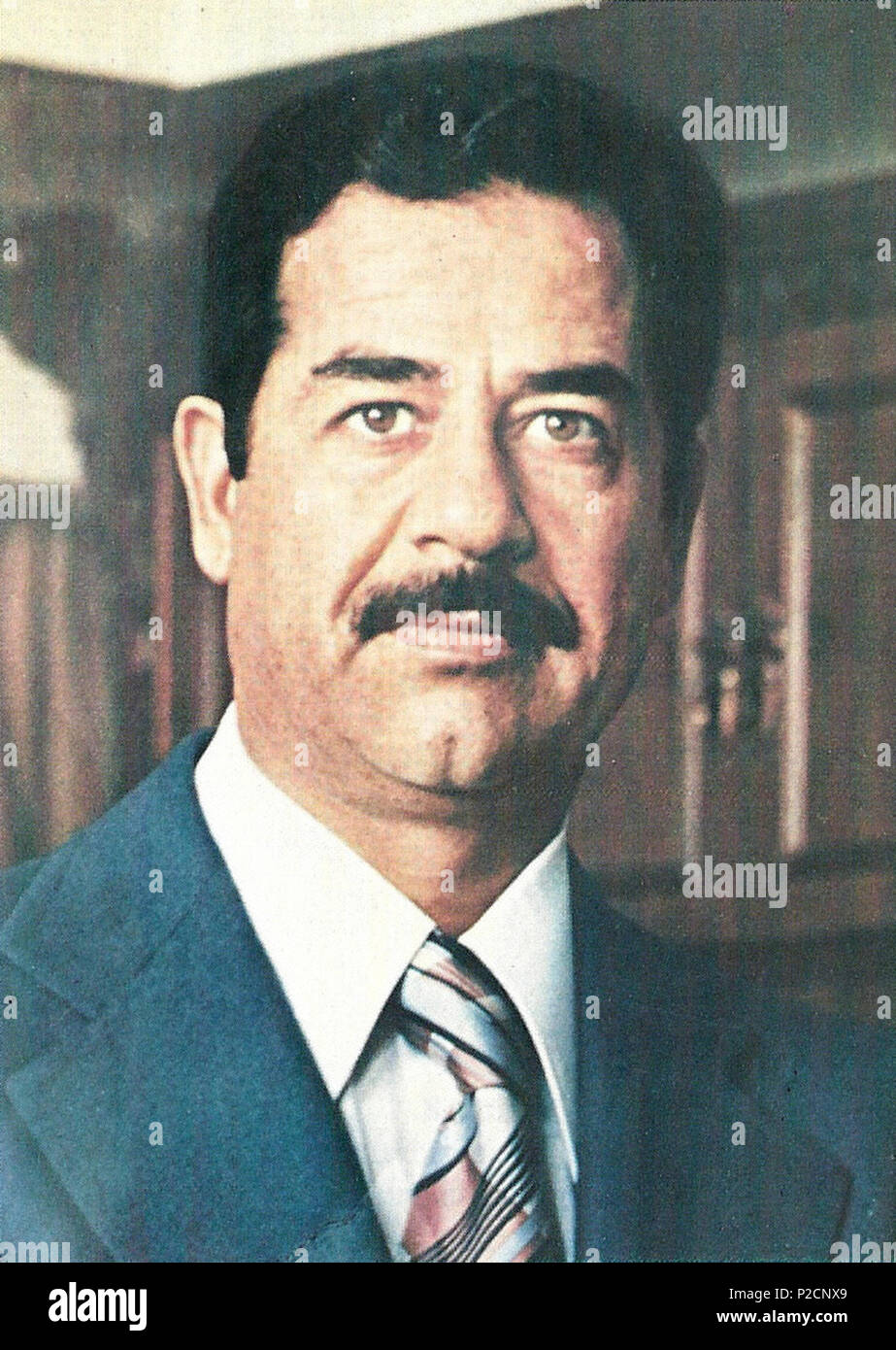 . Iraqi president Saddam Hussein . 1979. INA (Iraqi News Agency) 50 Saddam Hussein 1979 Stock Photo