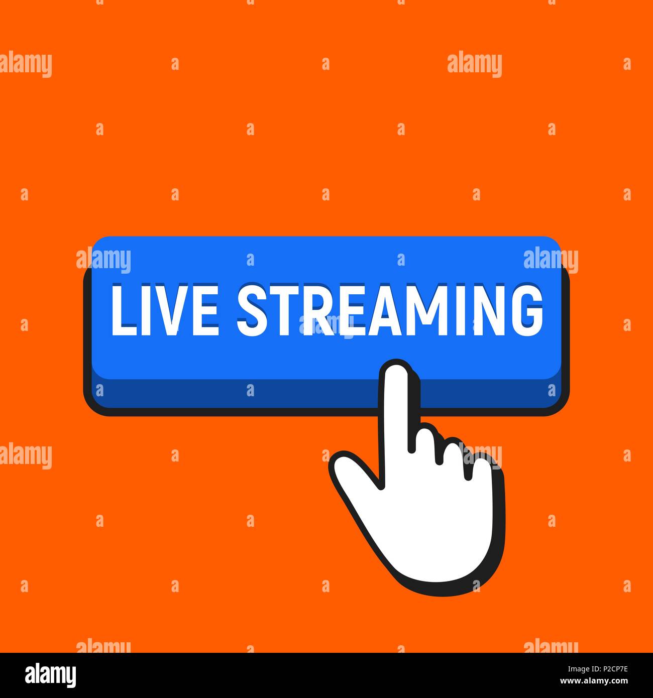 Live Mouse Icon Hand Mouse Cursor Clicks the Live Streaming Button. Pointer Push Press ...