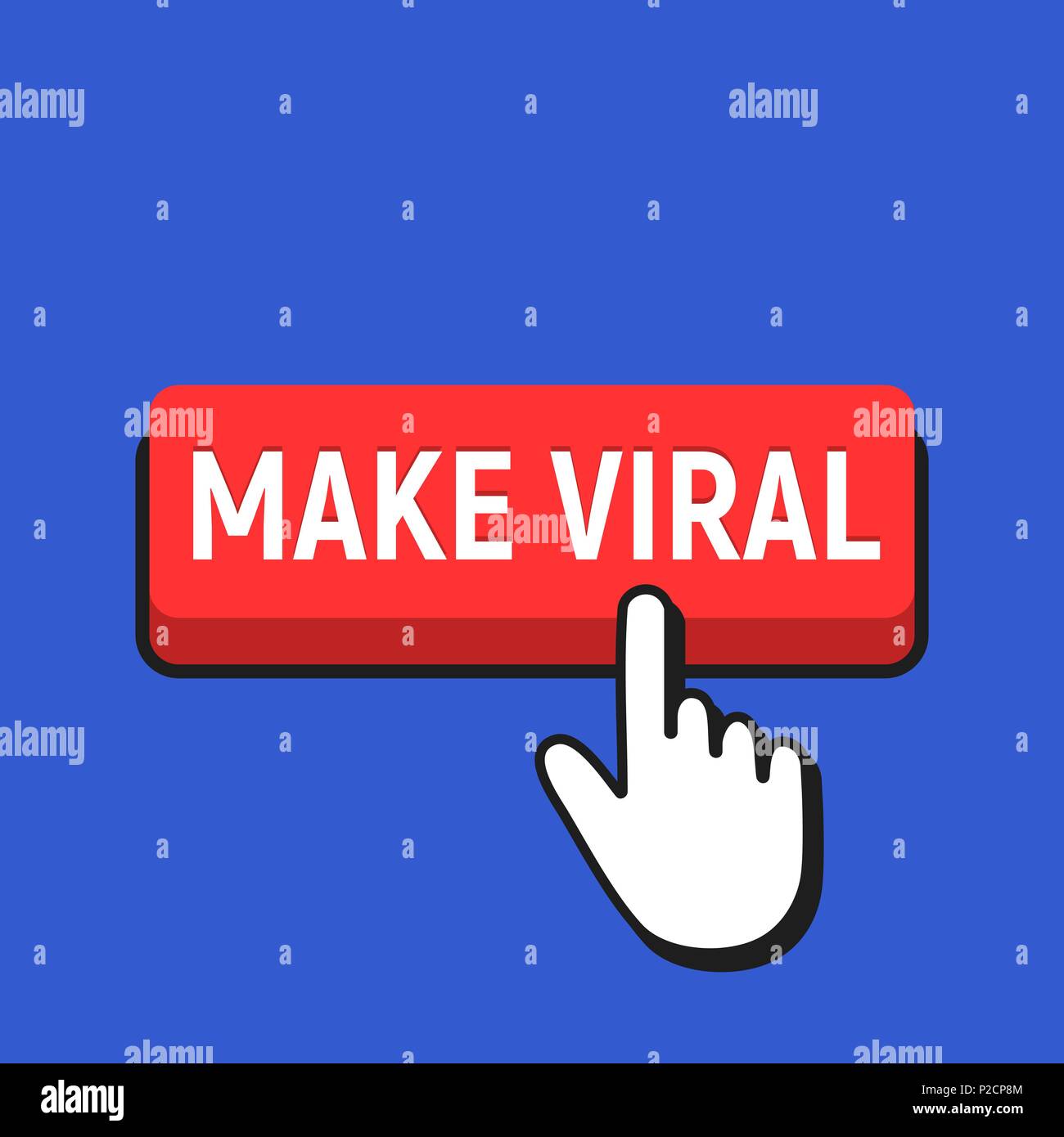 Hand Mouse Cursor Clicks the Make Viral Button. Pointer Push Press