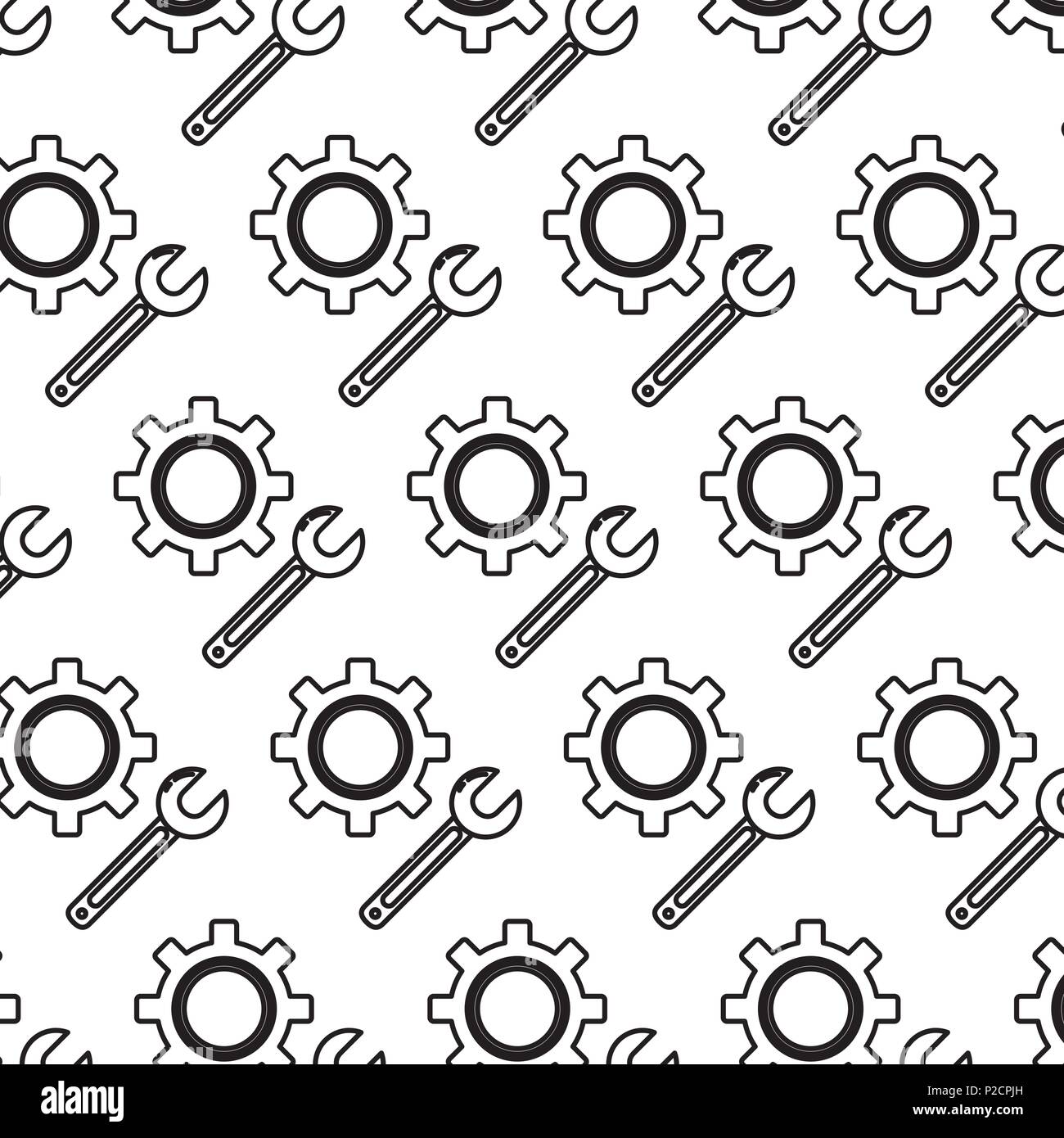 line engineering gear and wrench industry background Stock Vector Image ...