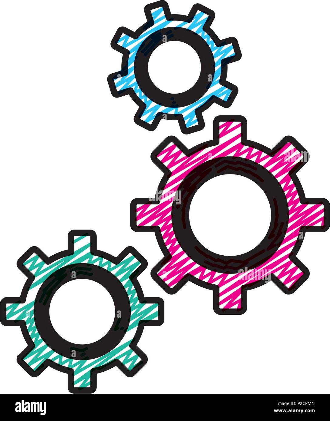 doodle industry gears engineering factory process Stock Vector Image ...