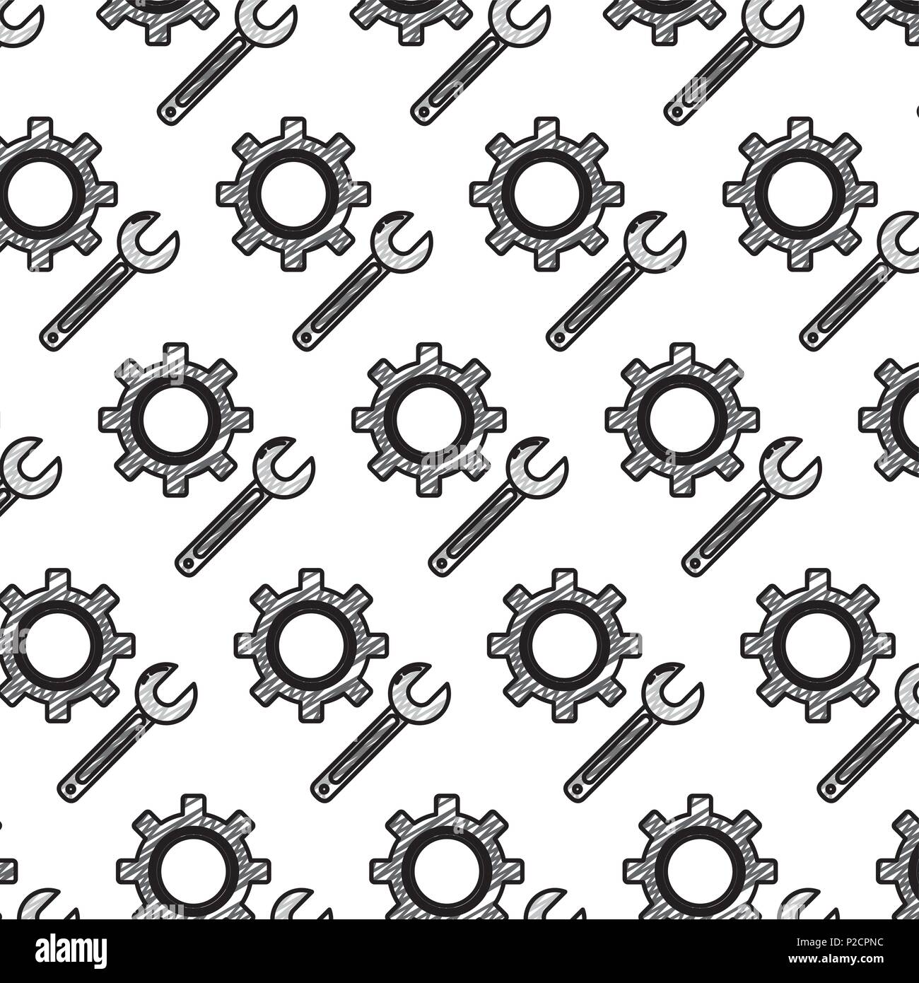 Doodle Engineering Gear And Wrench Industry Background Stock Vector Image Art Alamy