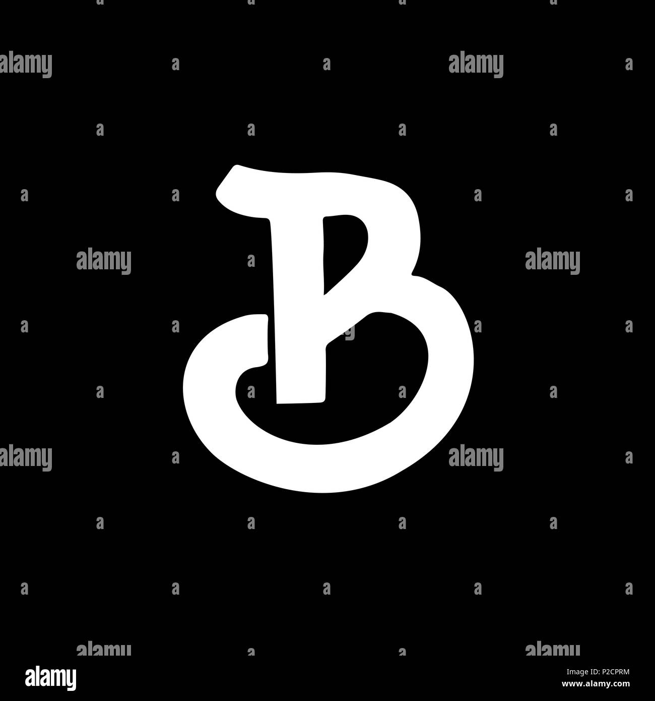 Letter B. Vintage grunge font. Label style letter. Vector illustration. Stock Vector