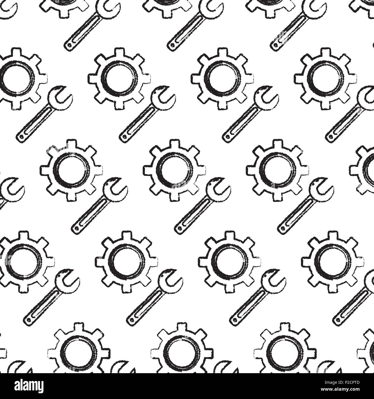 grunge engineering gear and wrench industry background Stock Vector ...