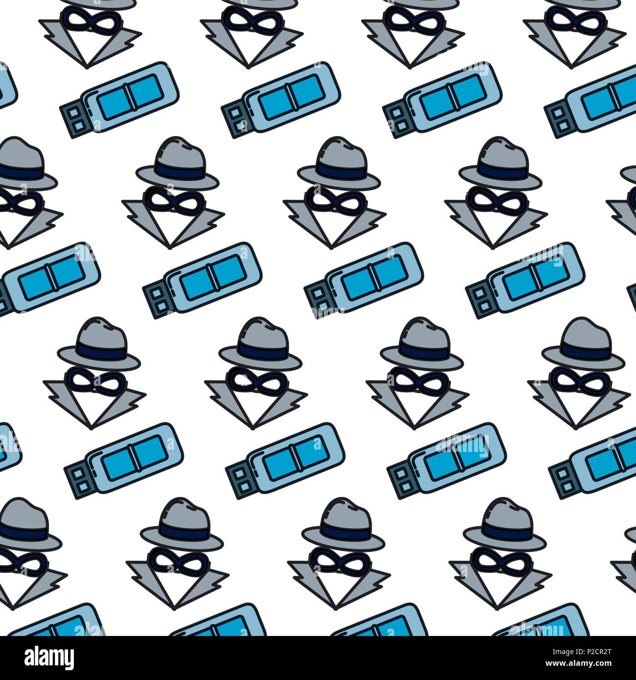 color usb memory and hacker thief background Stock Vector