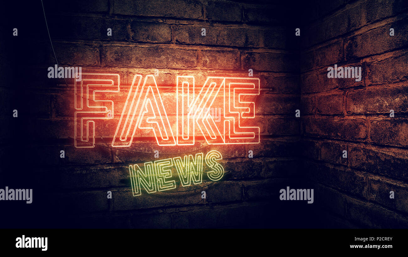 Fake news neon sign, conceptual 3d rendering illustration Stock Photo ...
