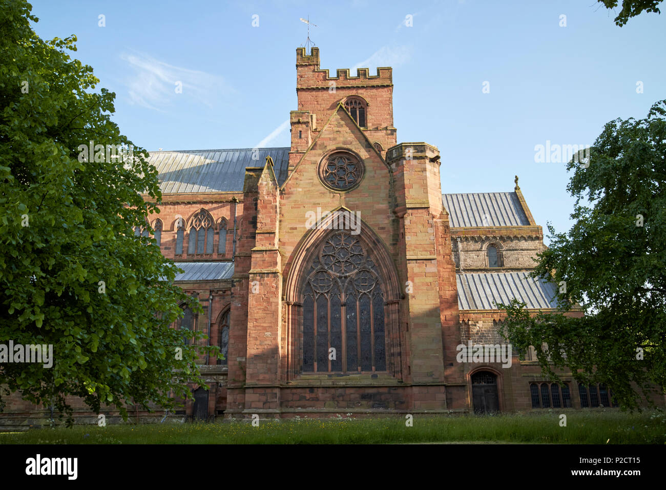 east side of the cathedral church of the holy and undivided trinity carlisle cathedral Carlisle Cumbria England UK Stock Photo
