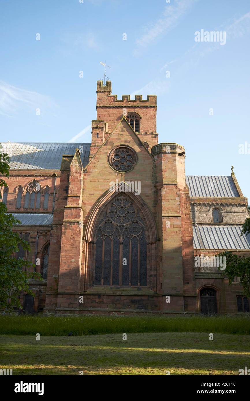 east side of the cathedral church of the holy and undivided trinity carlisle cathedral Carlisle Cumbria England UK Stock Photo