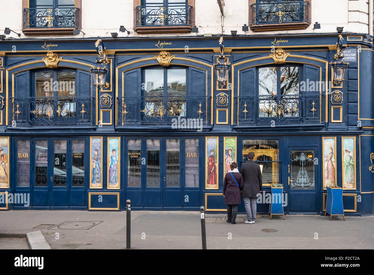 France, Paris, Quai des Grands Augustins, the restaurant Laperouse installed in a former mansion Stock Photo