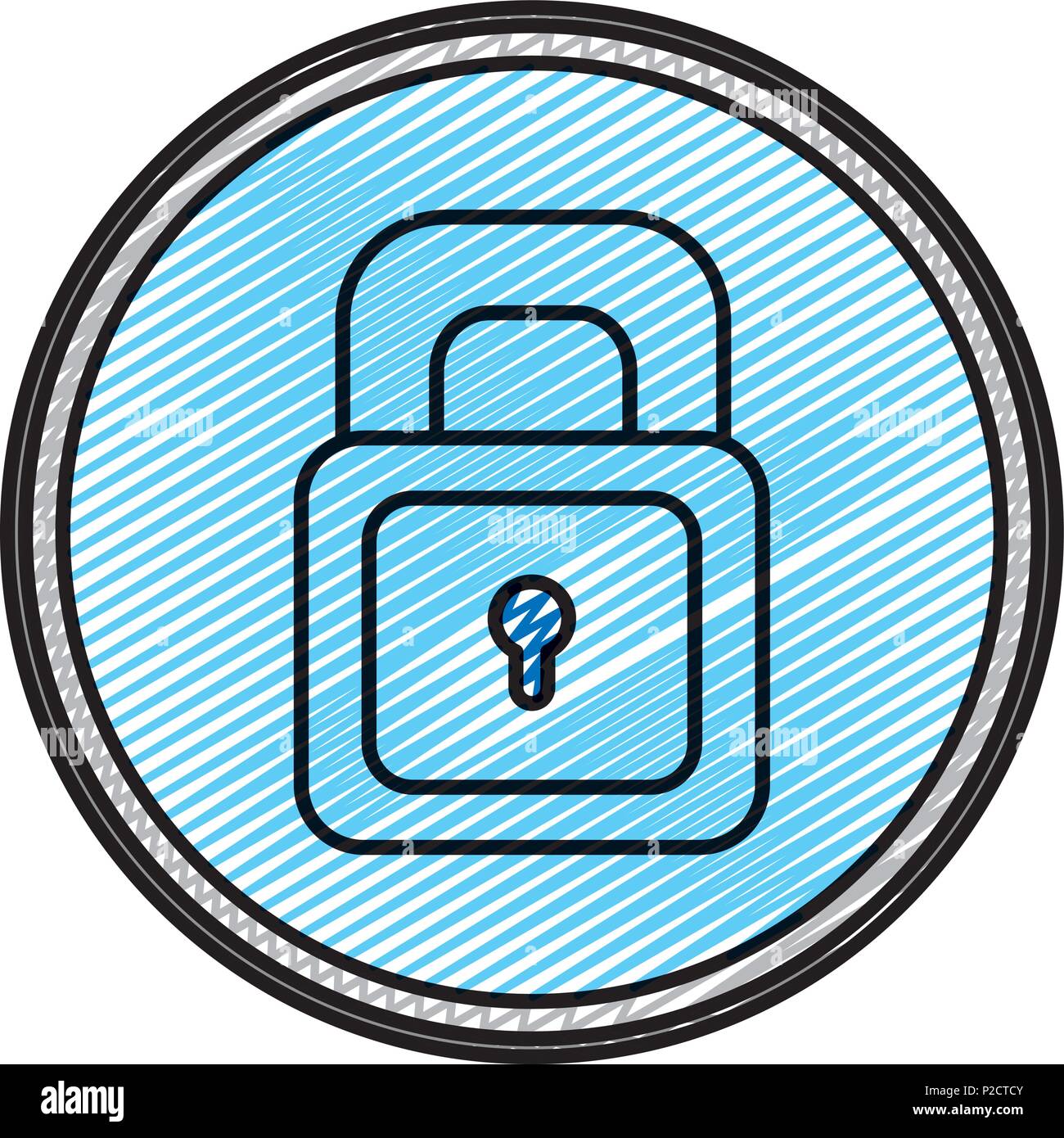 doodle security padlock protection object emblem Stock Vector Image ...