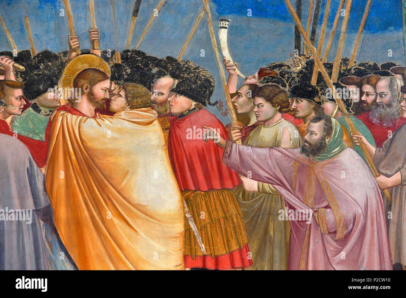 Italy, Venetia, Padova, Padua, Scrovegni chapel, frescoes by Giotto, Judas kiss Stock Photo
