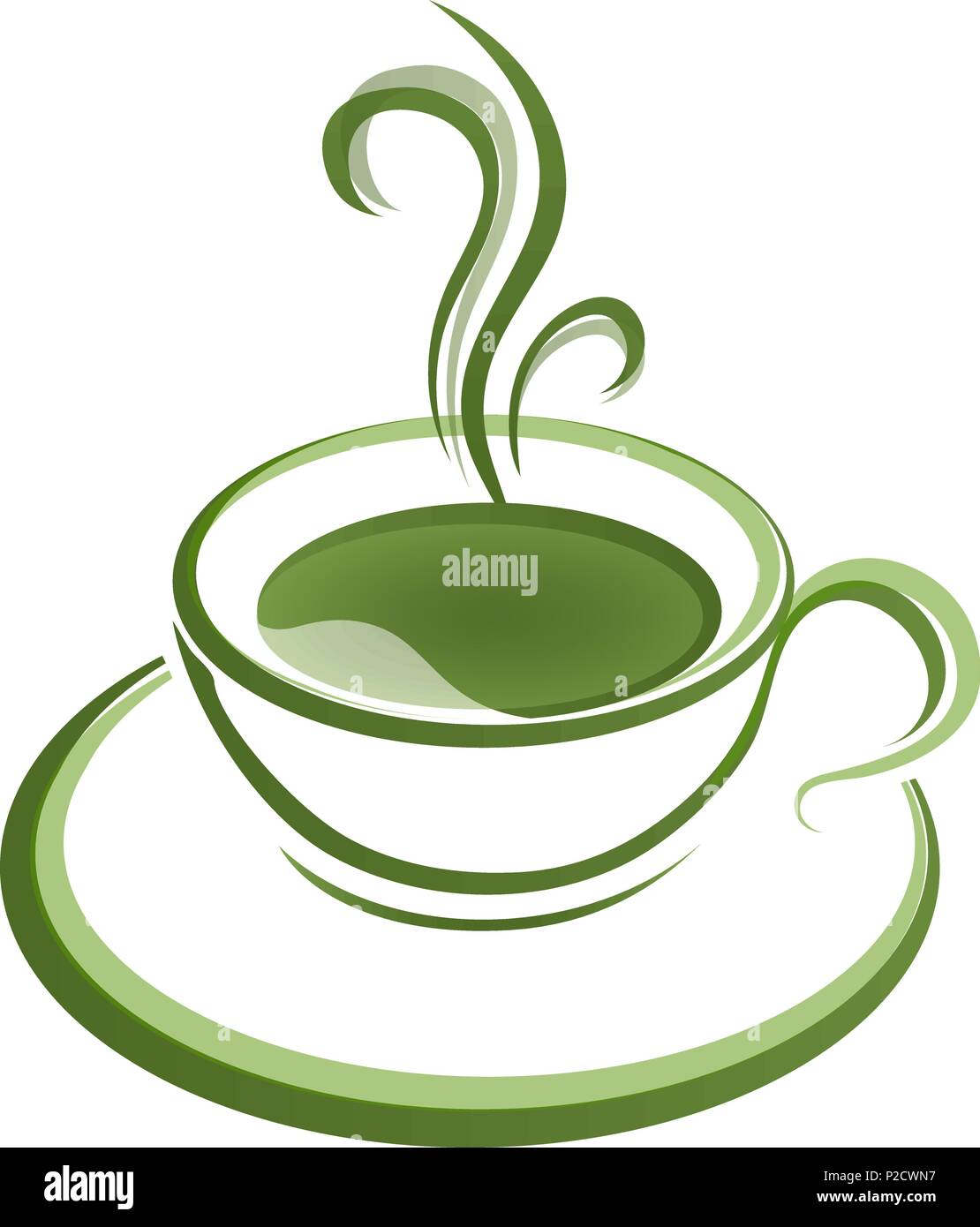 Tea cup icon green grad on a white background Stock Vector Image & Art ...