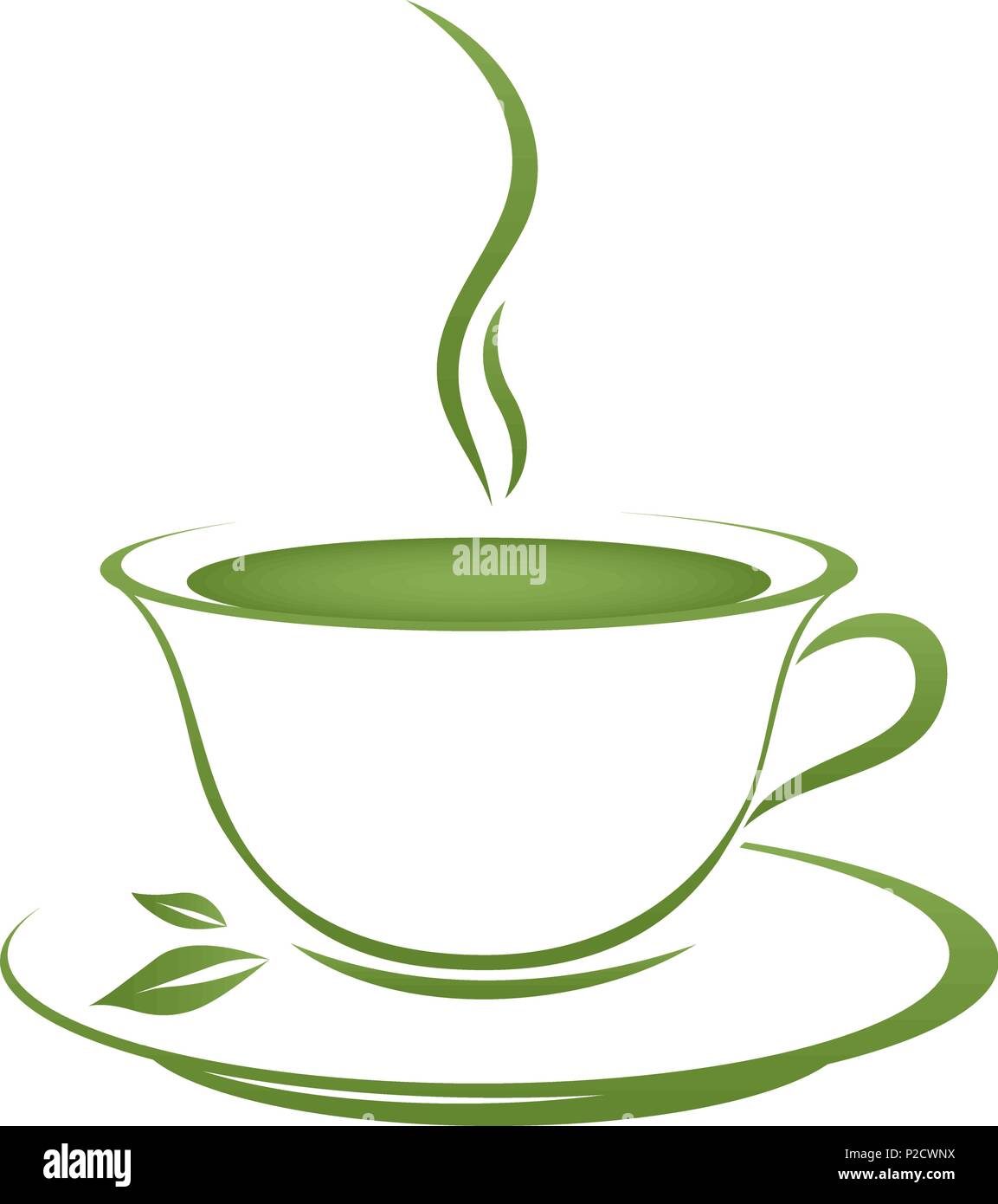 Tea cup icon green grad on a white background Stock Vector Image & Art ...