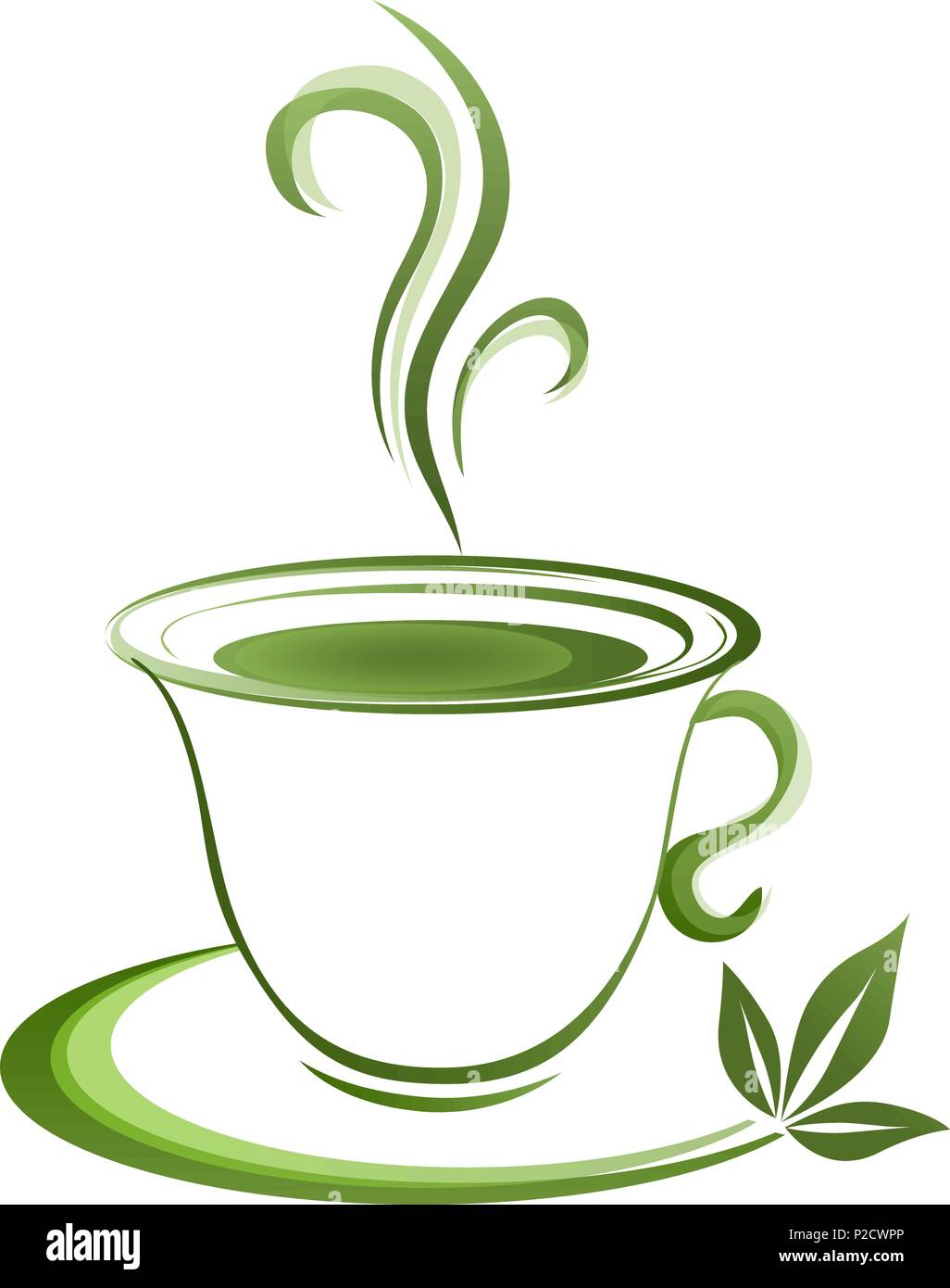 Tea cup icon green grad on a white background Stock Vector Image & Art ...