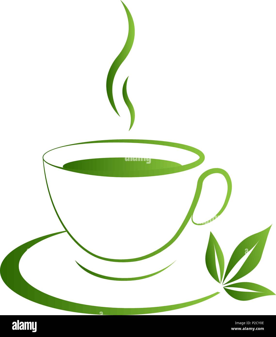 Tea cup icon green grad on a white background Stock Vector Image & Art ...