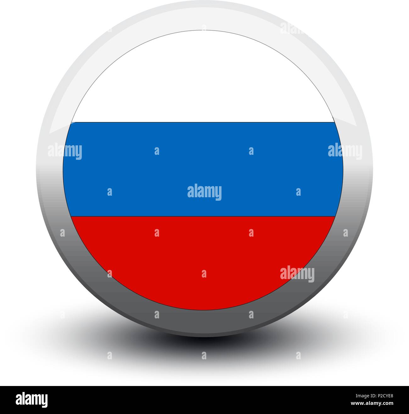 flag icon web button russia isolated on white background Stock Vector