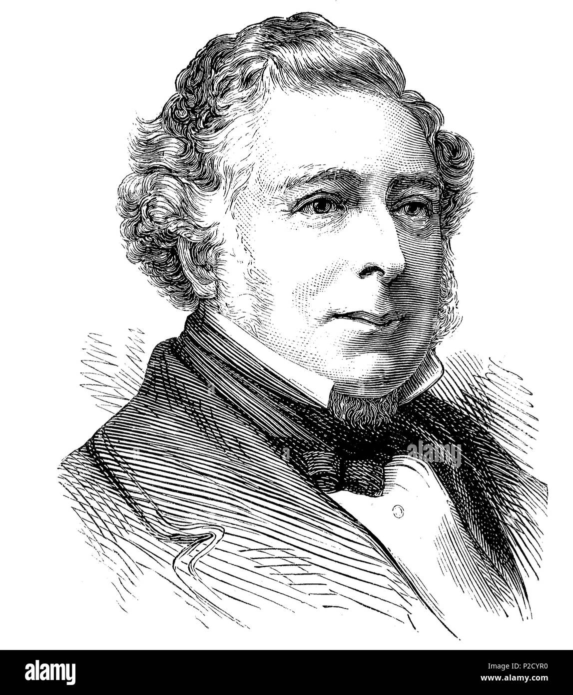 Robert Stephenson FRS, 1803 – 1859, was an early railway and civil engineer, digital improved reproduction from an original print from the 19th century, 1881 Stock Photo