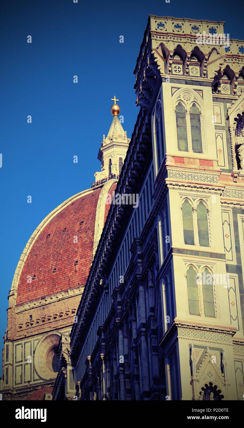 Florence in Italy dome of the cathedral with a golden sphere at the top ...
