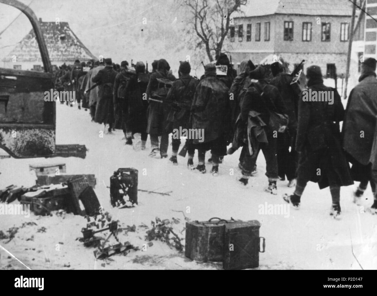 . Italiano: I partigiani jugoslavi del IV Korpus (croato) entrano a Cazin nel dicembre 1944 . December 1944. Unknown 27 IV Korpus Cazin 1944 Stock Photo