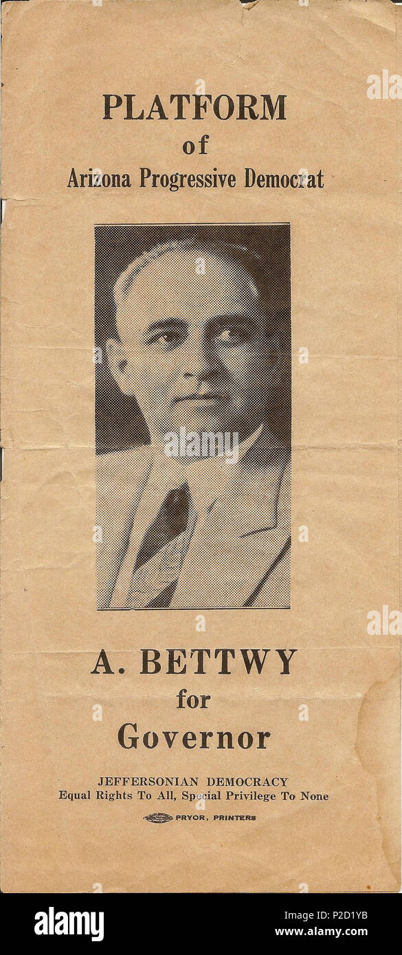 . English Cover of Andrew Jackson Bettwy's campaign brochure for the