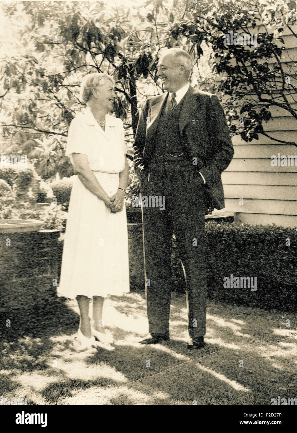English Elliott R Corbett And His Wide Alta S Corbett In The Garden Of Their Home In Dunthorpe Portland Oregon Family Photo Elliott R Corbett Archives Circa 1949 Unknown 18