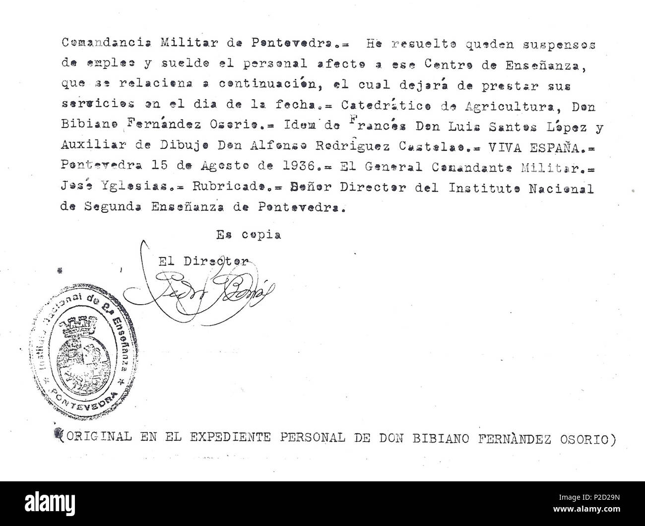 61 Suspensión emprego Osorio-Tafall e Castelao Stock Photo