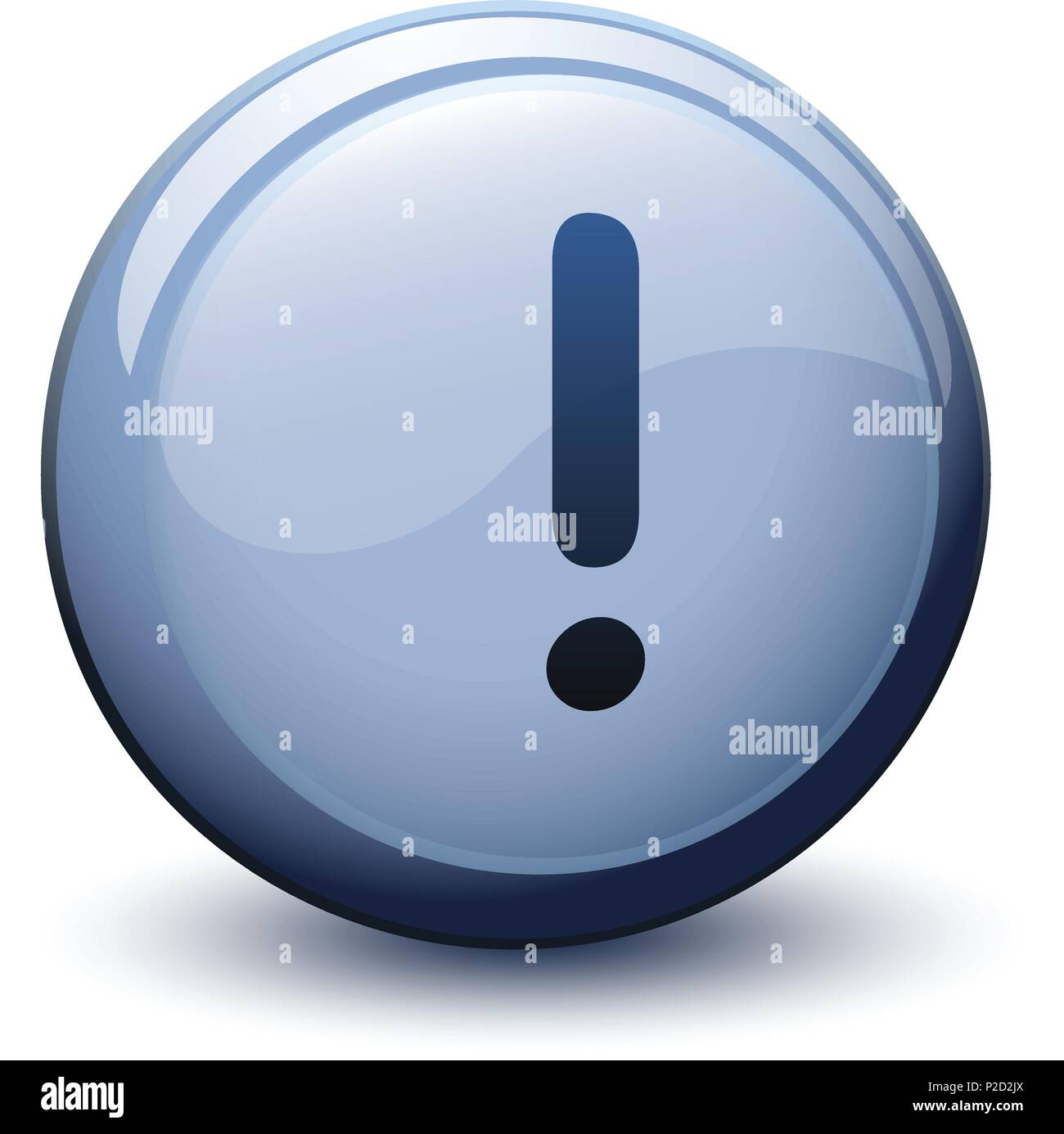 button 3d exclamation mark with shadow on white background Stock Vector