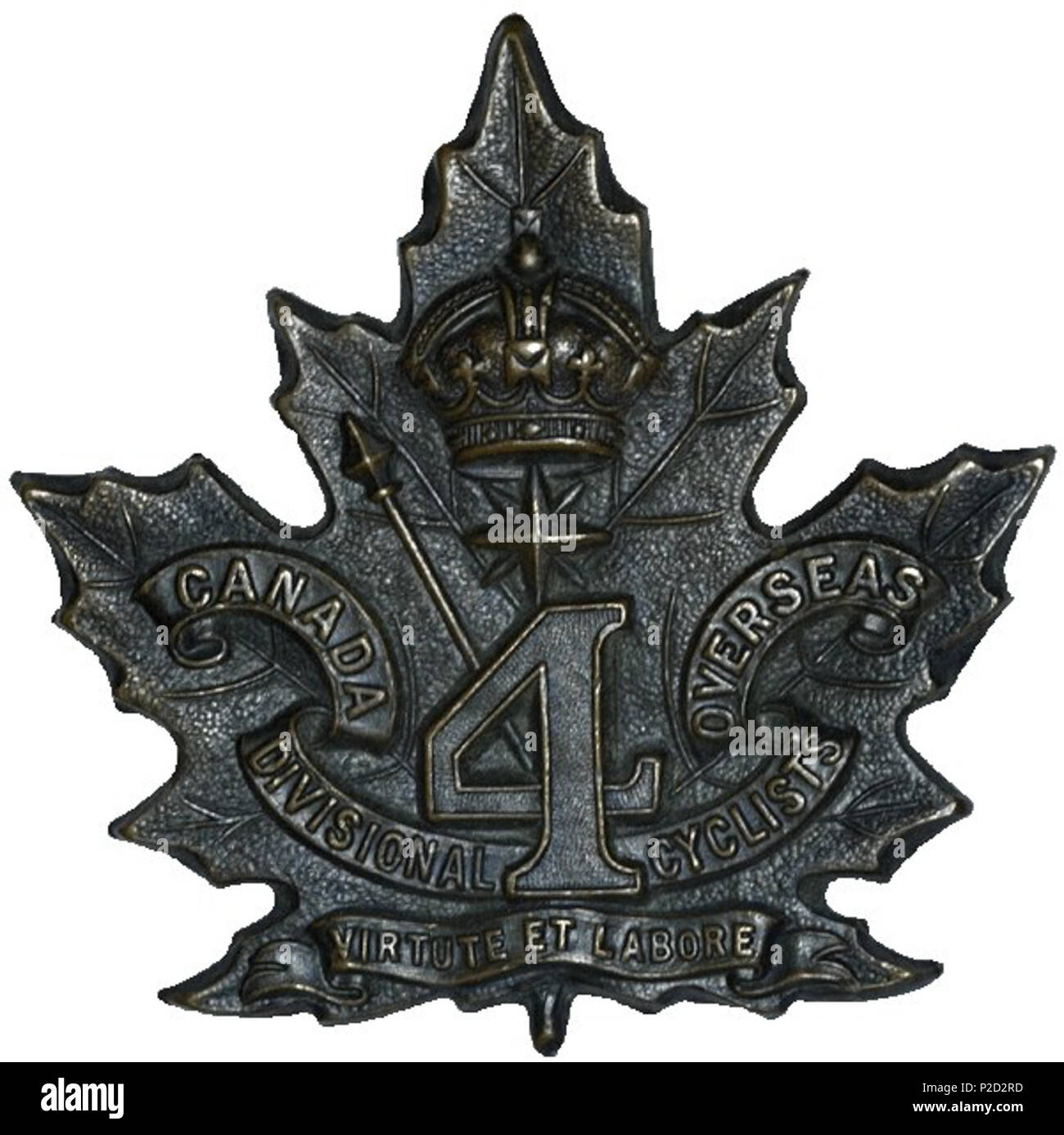 . English: Cap badge of the 4th Divisional Cyclist Company . 2013. British Badge Forum 2 4th Div Cyclists Stock Photo