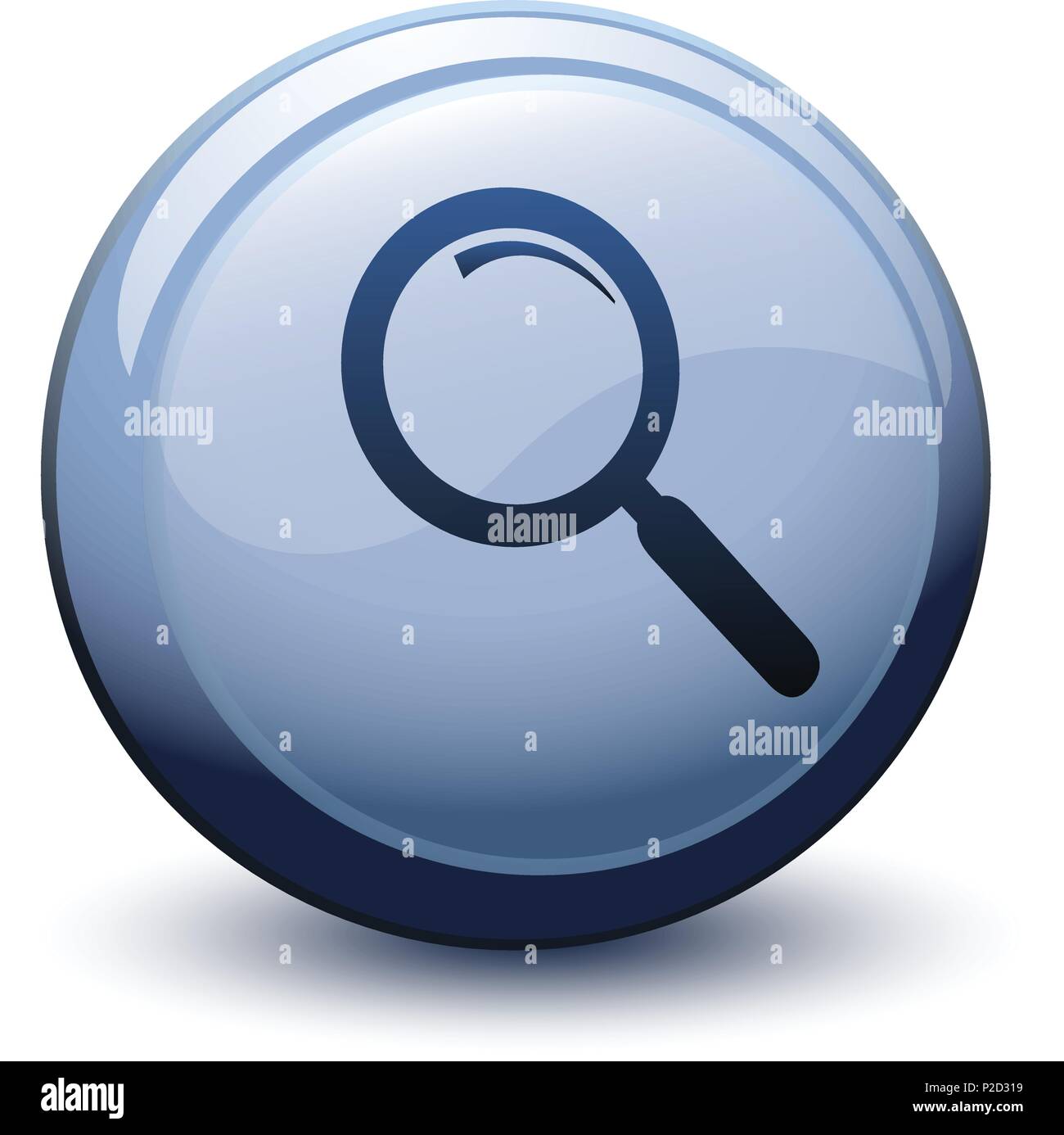 button 3d loupe with shadow on white background Stock Vector Image ...