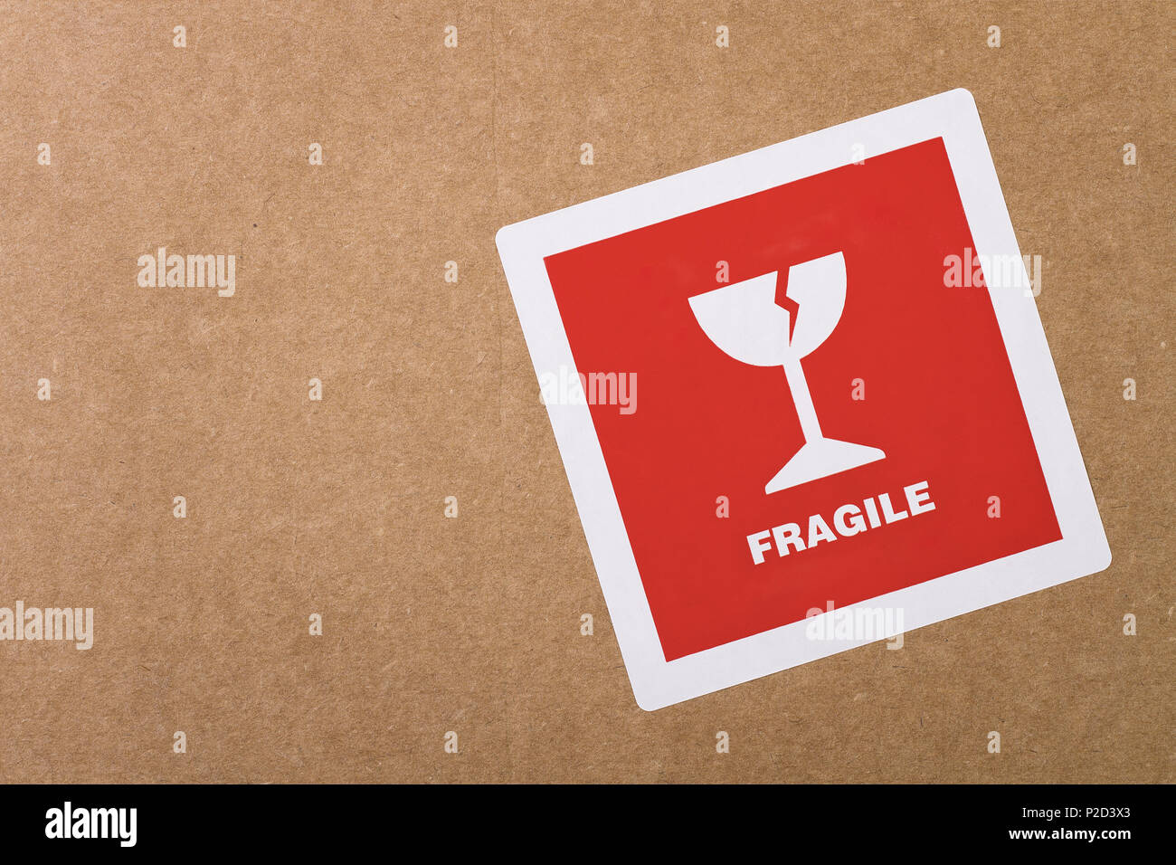 Fragile sign on the parcel with copy space Stock Photo