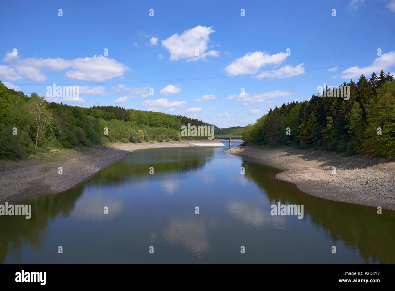 Dam, Lister reservoir, Olpe, Ebbegebirge nature park, Sauerland region,  North Rhine-Westphalia in summer sunshine Stock Photo - Alamy
