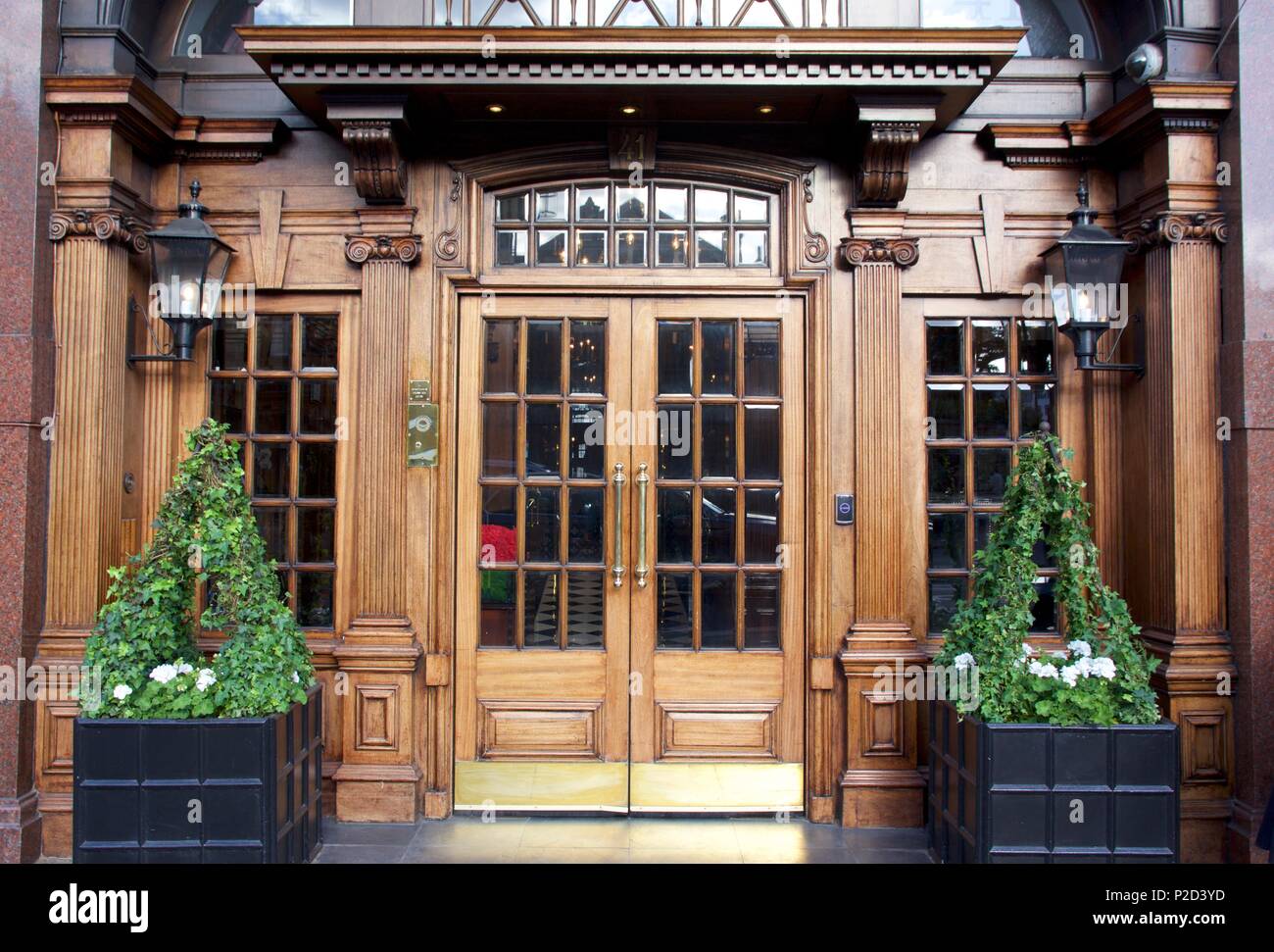 The entrance for 5 star, luxury boutique Hotel 41 on Buckingham Palace Road,Victoria,London which is part of the Red Carnation Hotel Collection Stock Photo