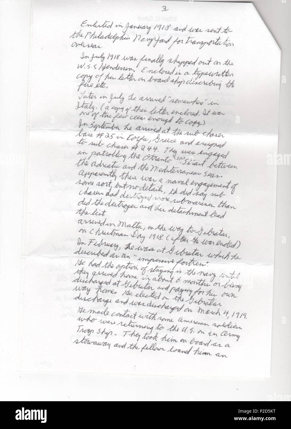 . English: Second page of a letter from Willard 'Bill' Eldred to his Randy Everette. Eldred was the son of Arthur Rose Eldred, the first Eagle Scout in the Boy Scouts of America. Transcribed on :Eldred Letter - 2006, see also :Author:Arthur Rose Eldred . 25 October 2006. Arthur Rose Eldred 17 Eldred Letter2006page2 Stock Photo