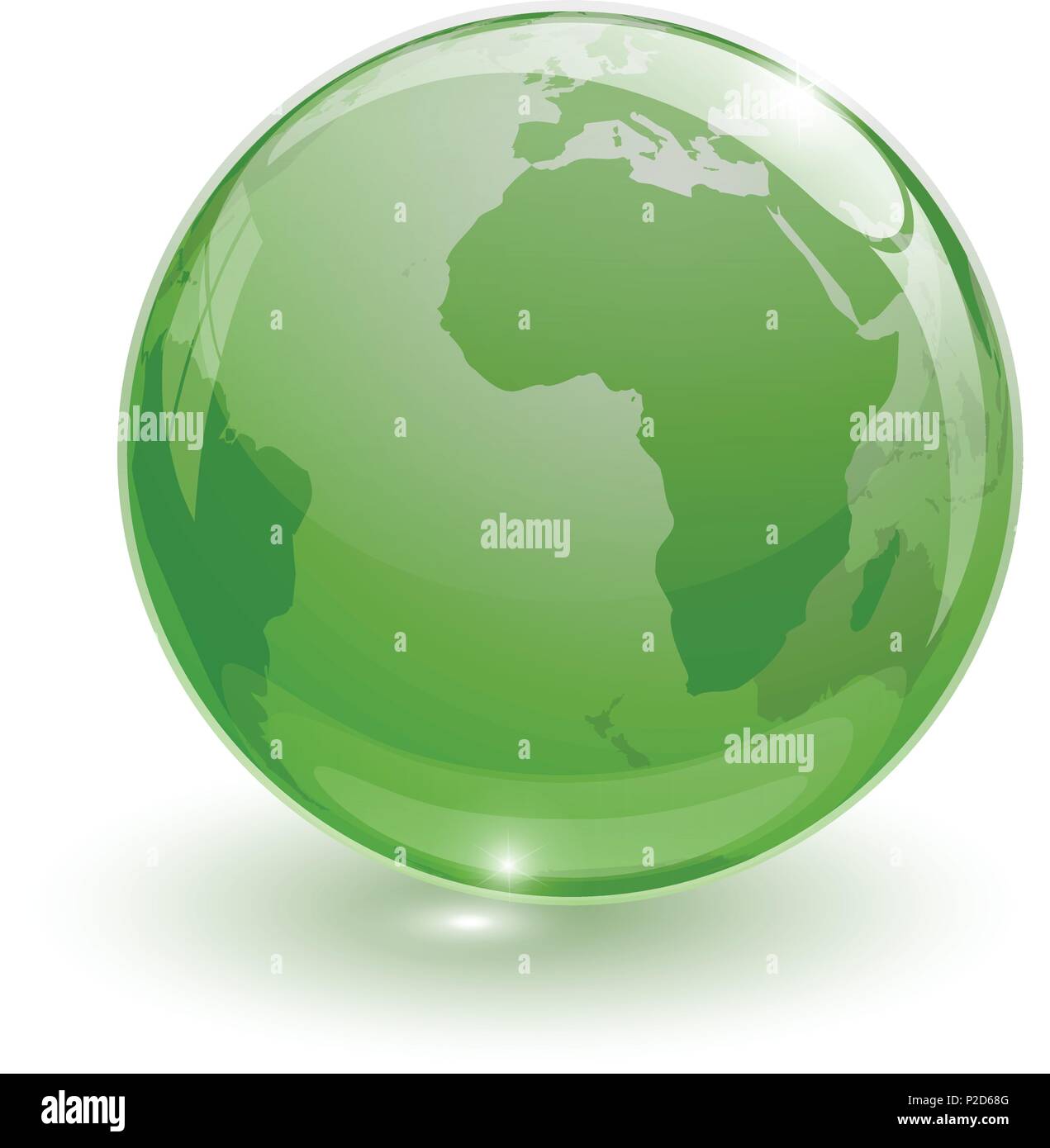 glass globe earth map 3d green on white background Stock Vector Image