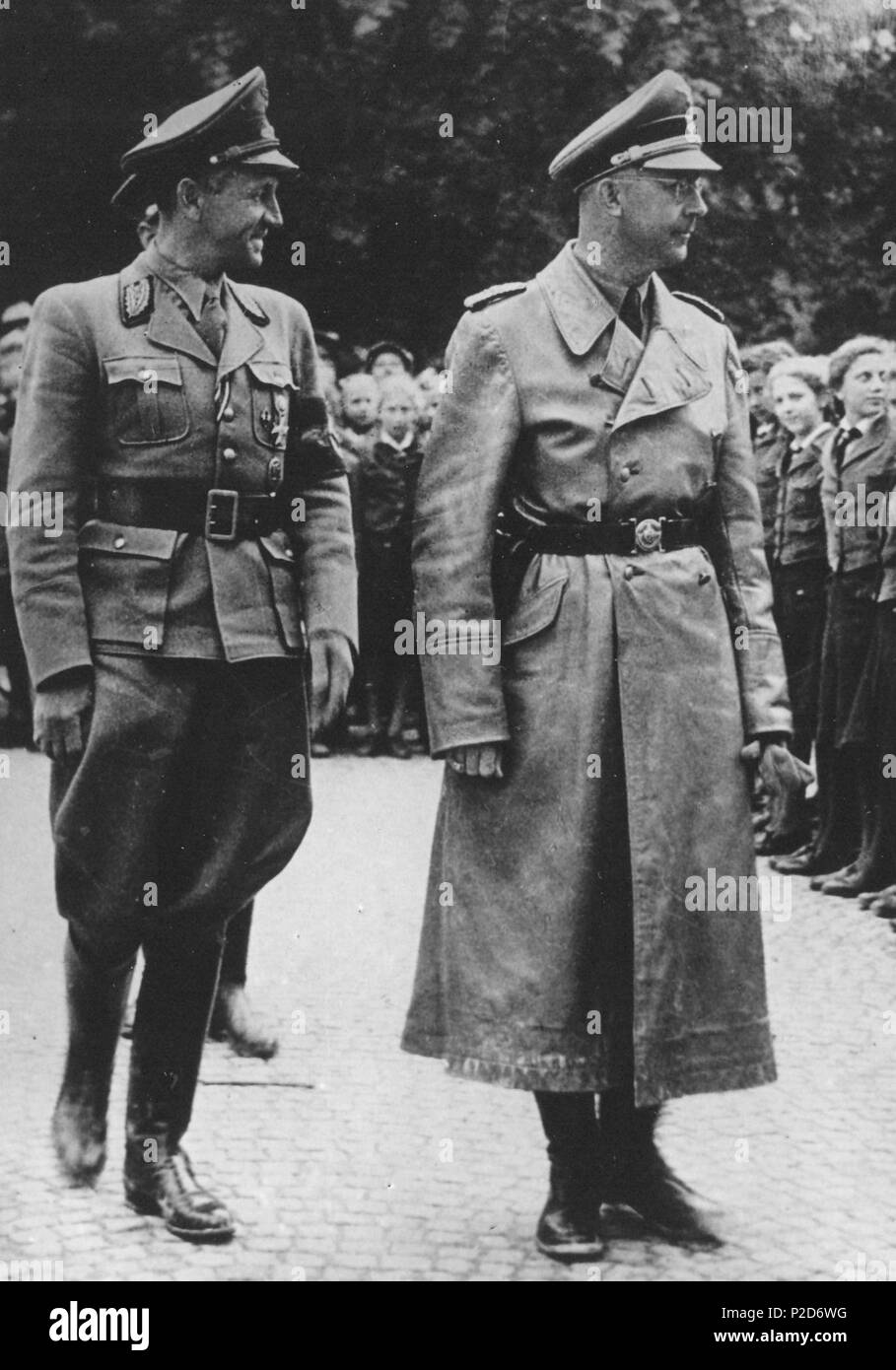 . Slovenš?ina: Heinrich Himmler v Mariboru. Deutsch: Reichsführer SS Heinrich Himmler und Gauleiter Sigfried Uiberreither in Marburg an der Drau . 1943. Unknown 24 Heinrich Himmler v Mariboru Stock Photo