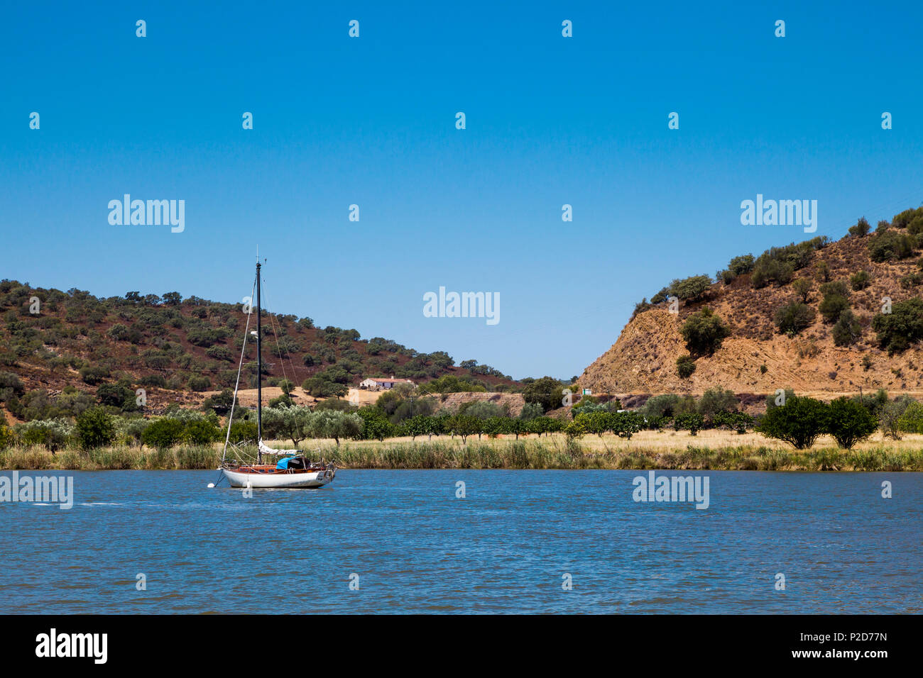 Boat trip on the Guadiana border river, Algarve, Portugal Stock Photo