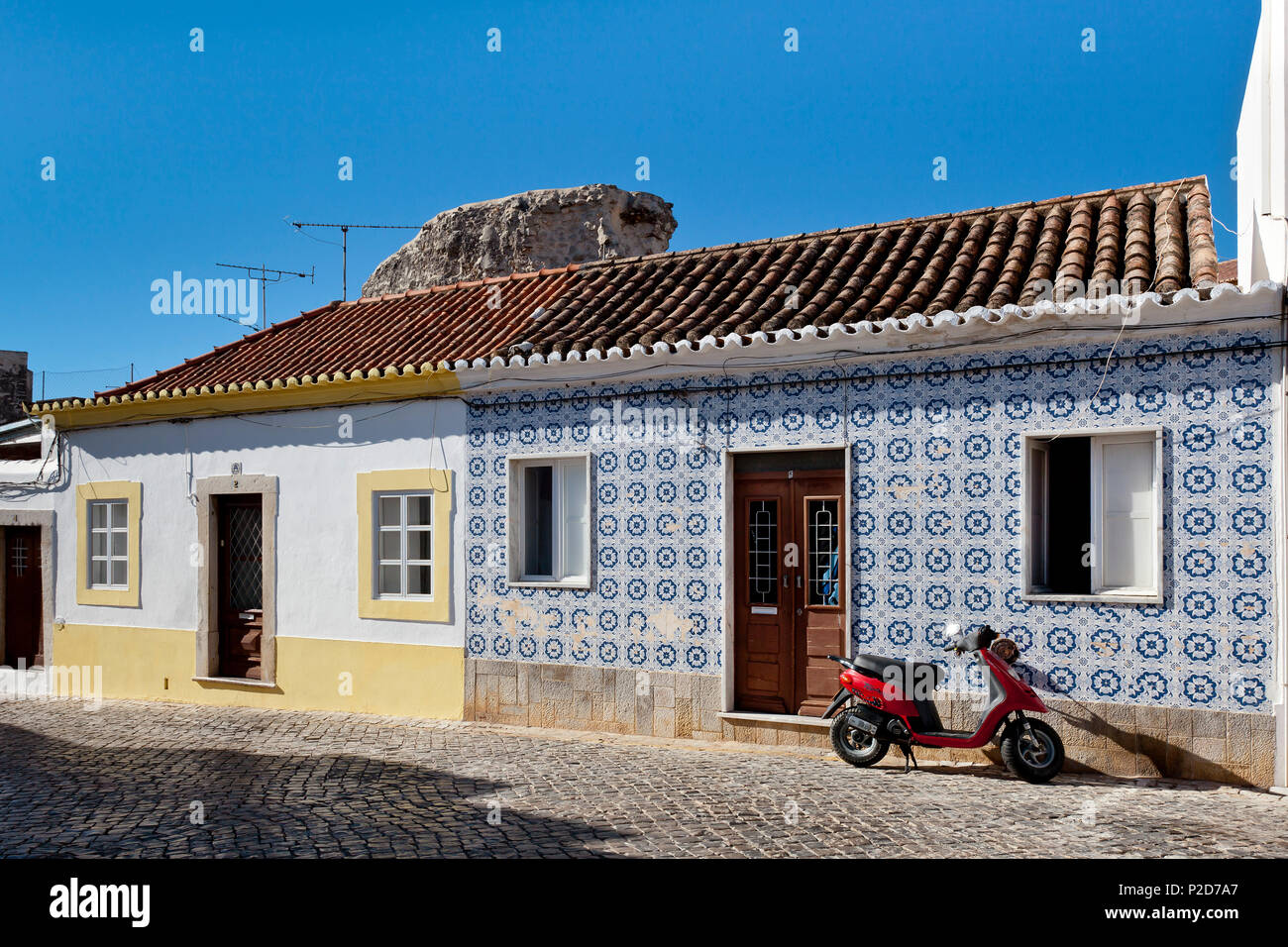 House in old town Tavira, Algarve, Portugal Stock Photo