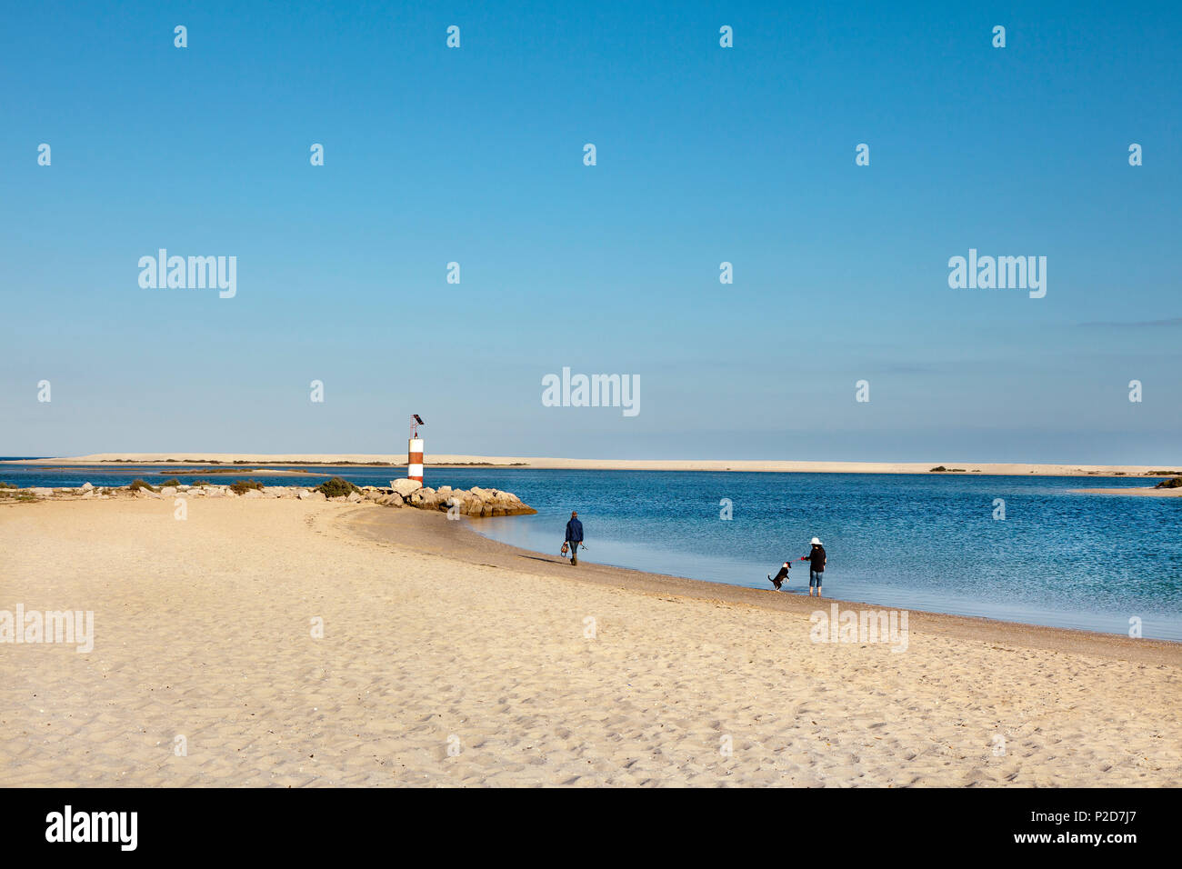 Beach, fishing village Fuzeta, Olhao, Algarve, Portugal Stock Photo