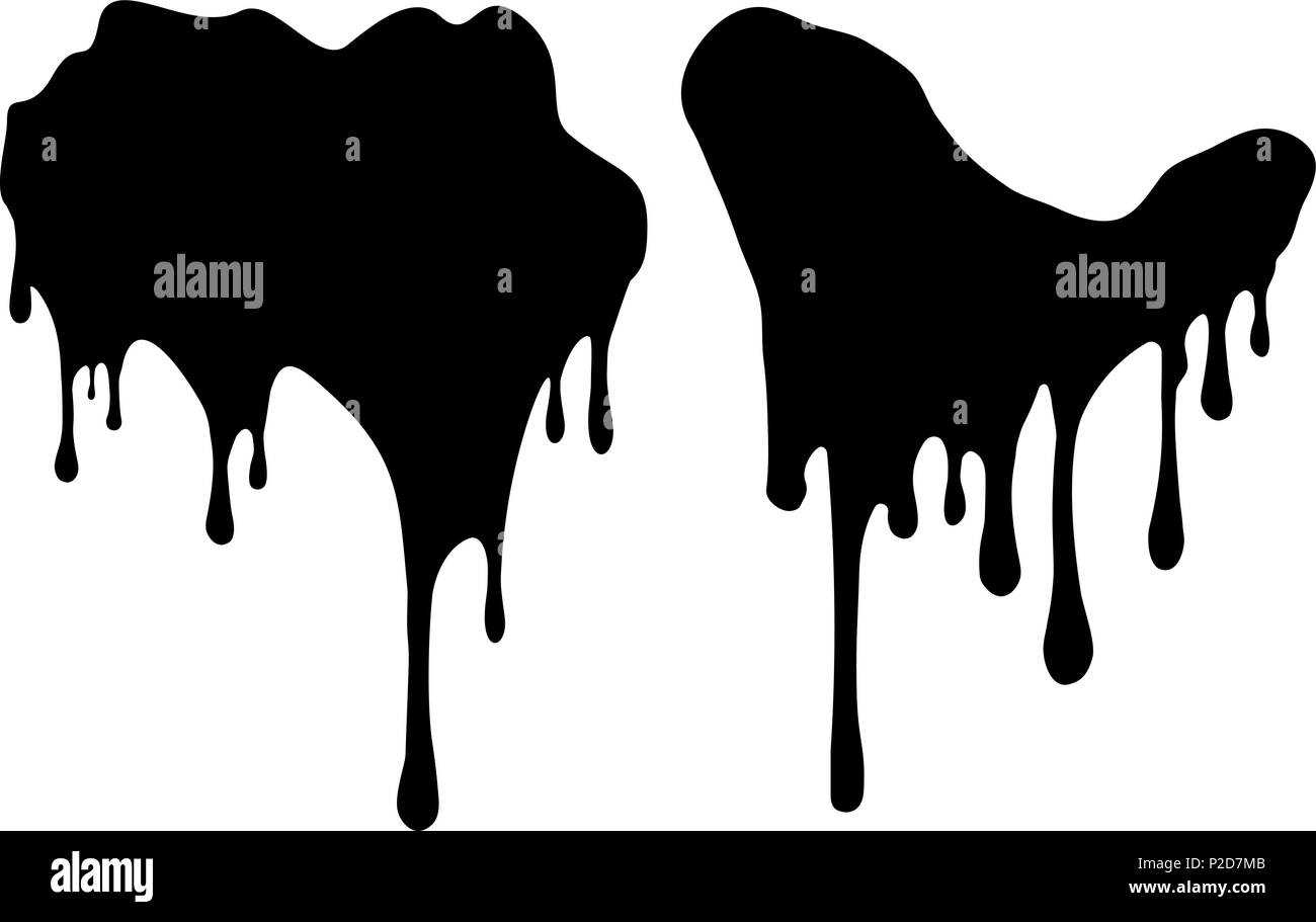 Pair of black decors with paint drips. Vector illustration for your