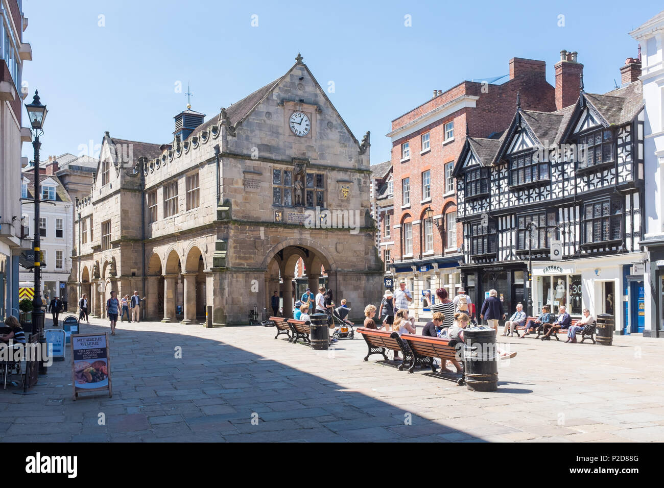 The Old Market Hall in Shrewsbury Square, Shrewsbury, Shropshire Stock Photo