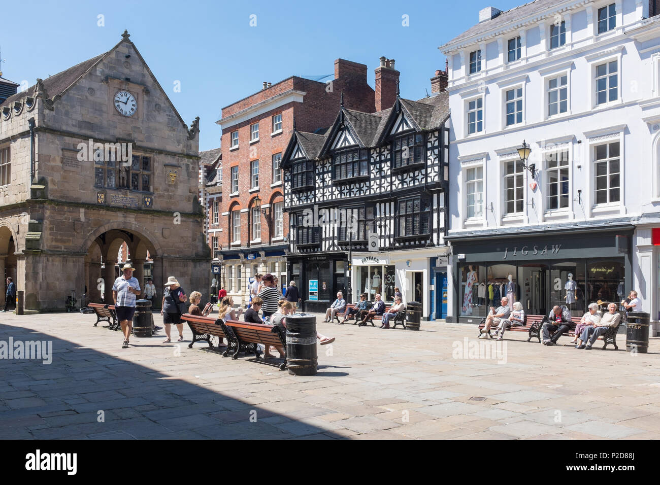 The Old Market Hall in Shrewsbury Square, Shrewsbury, Shropshire Stock Photo