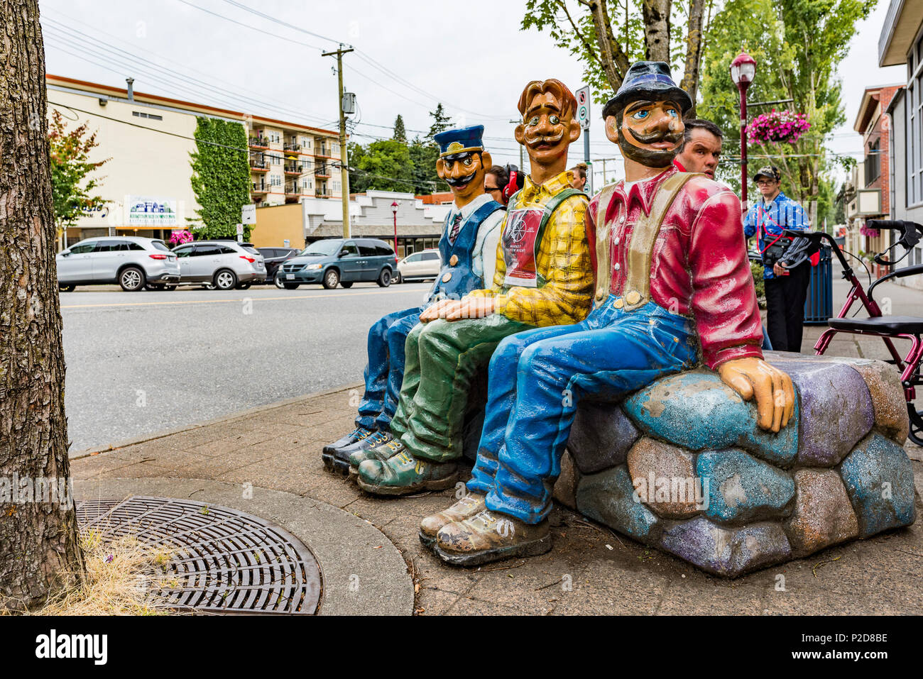 Art sculpture bench, Historic Montrose Avenue, Abbotsford, British