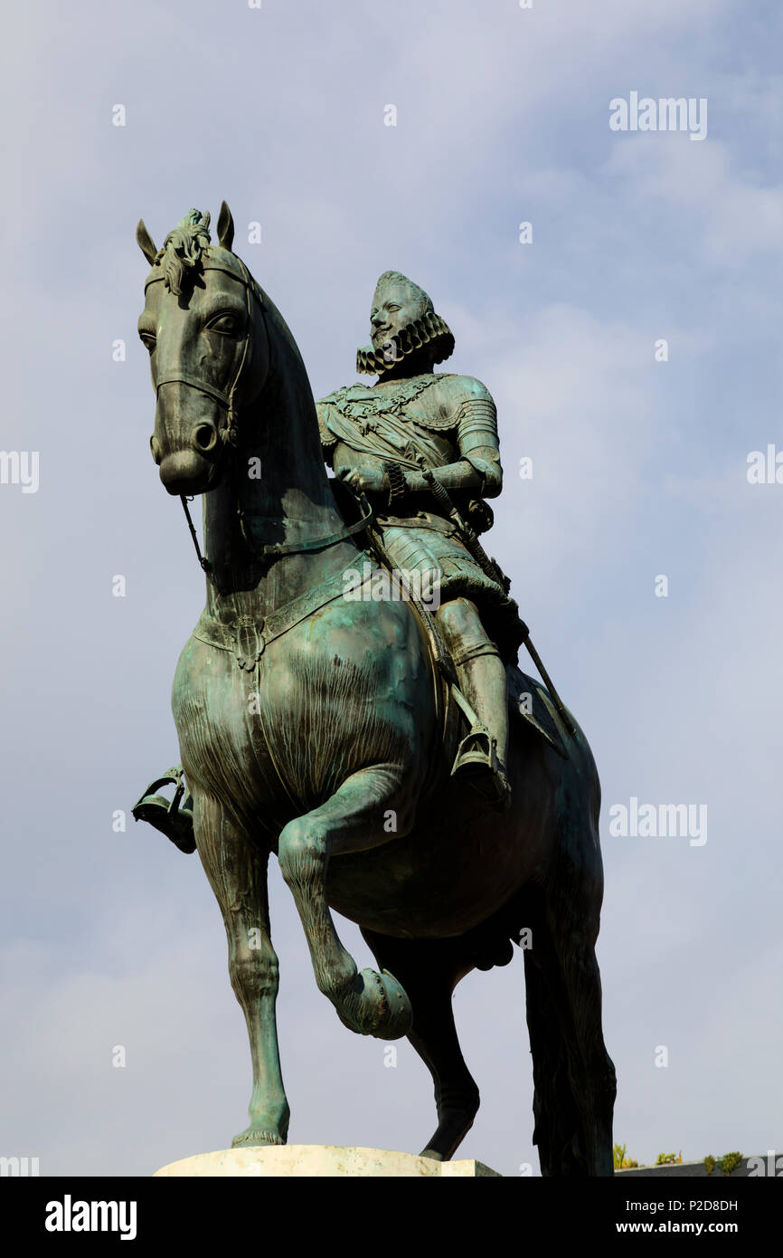 Phillip III bronze statue, Plaza Mayor, Madrid, Spain Stock Photo