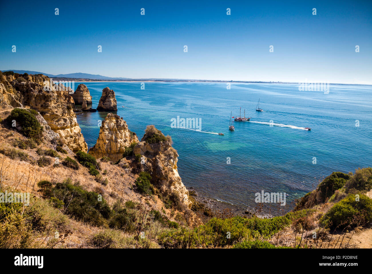 Ponta de Piedade, Rocky coastline, Lagos, Algarve, Portugal Stock Photo