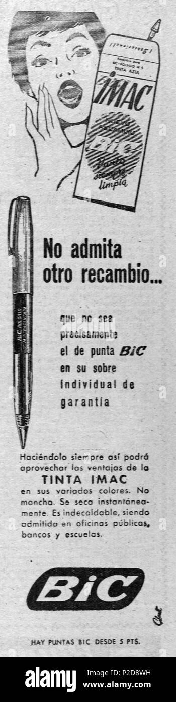 Anuncio prensa 'Bic'. Años 50. Stock Photo