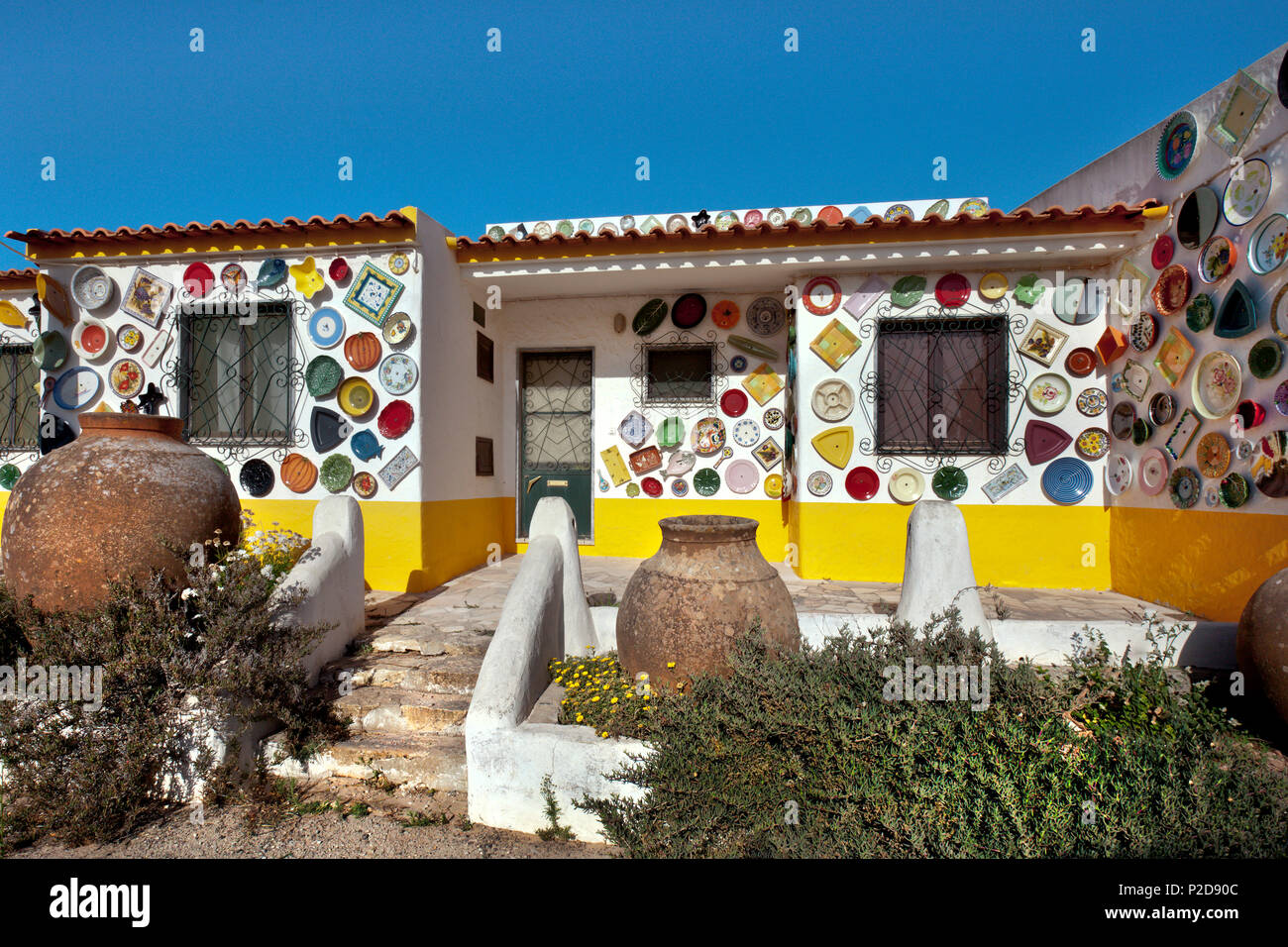 Tiled house near Vila do Bispo, Costa Vicentina, Algarve, Portugal Stock Photo