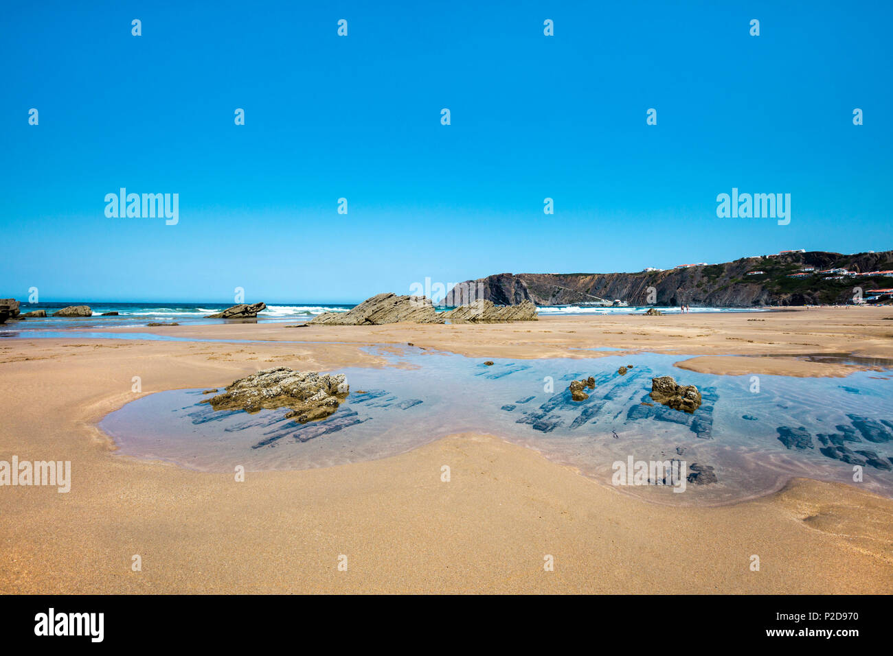 Beach, Praia da Arrifana, Aljezur, Costa Vicentina, Algarve, Portugal Stock Photo