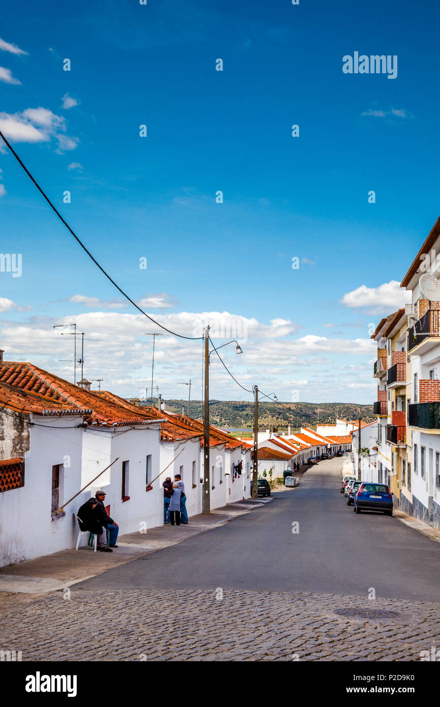 View along a street, Moura, Alentejo, Portugal Stock Photo